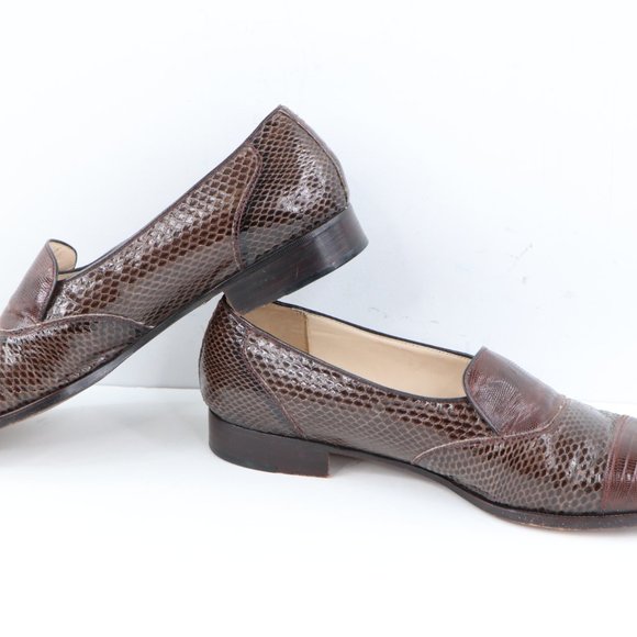 Vintage Genuine Lizard Dress Shoes Loafers Brown main image 11